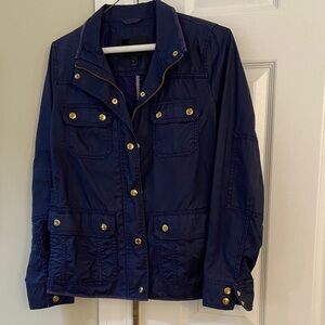 J. Crew Dark Blue Utility Jacket with Gold Buttons